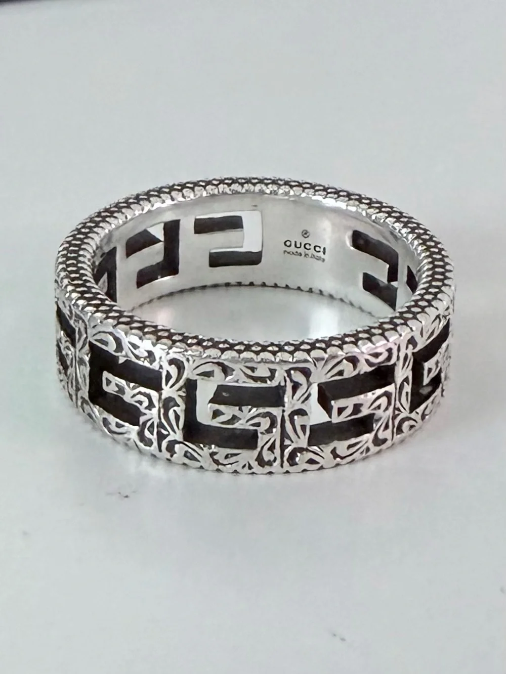 Gucci Silver G Cube Sterling Silver Band Ring